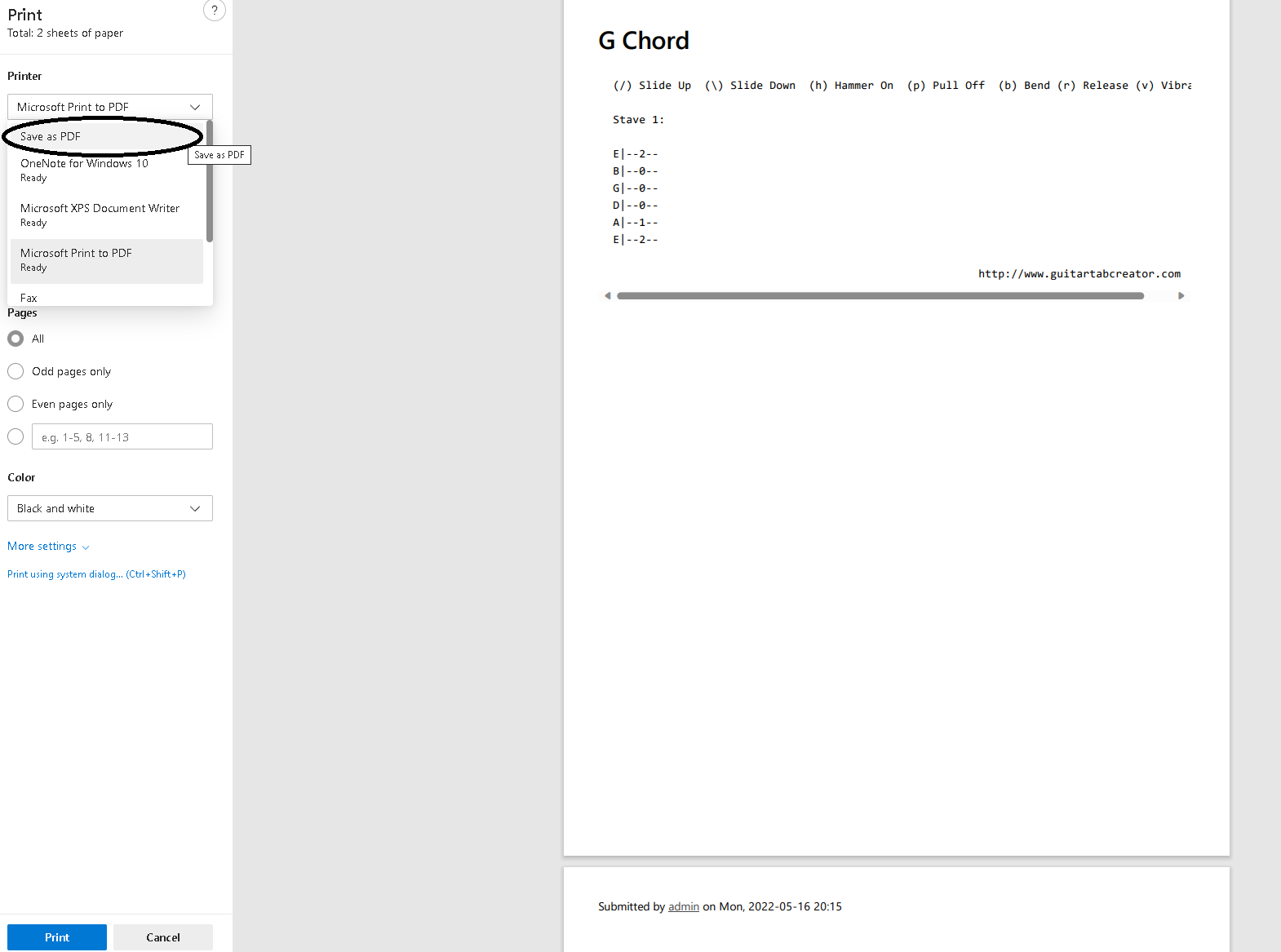Showing how to Print to PDF