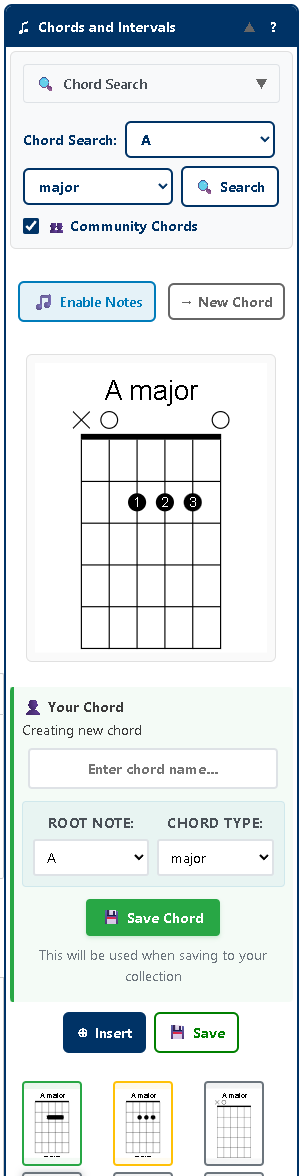 full view of chords tool\
